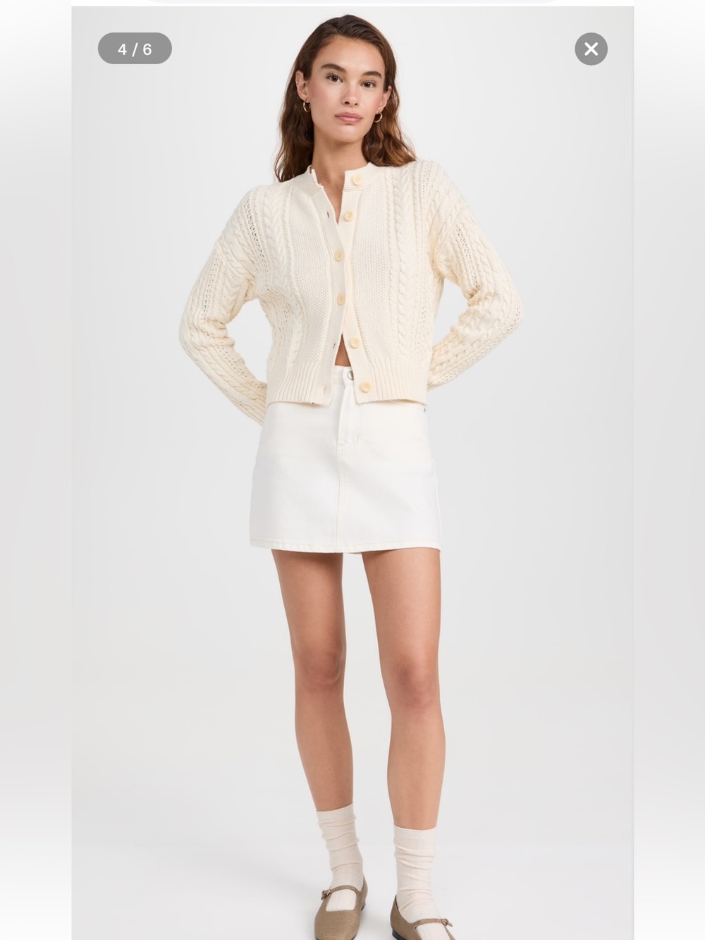 ALEX MILL CABLE KNIT NICO CHUNKY CARDIGAN IVORY SIZE SMALL - Picture 4 of 13